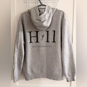 House of Eleven Gray Logo Hoodie - Women's Pullover Sweatshirt
